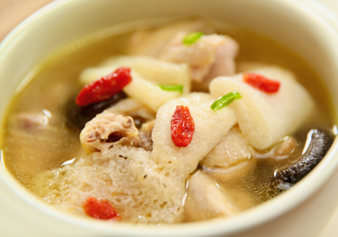 Stewed Chicken with Bamboo Pith and Mushrooms