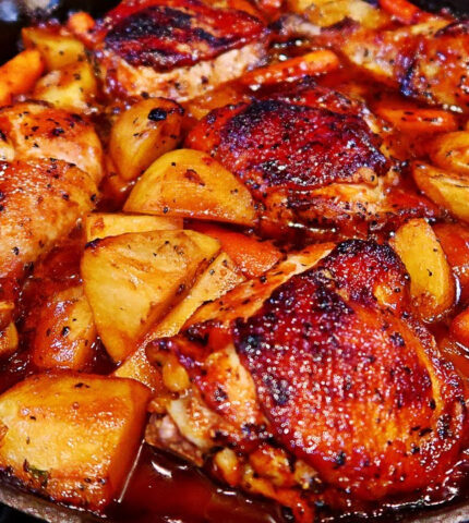 One Pan Honey Garlic Chicken & Veggies Recipe - Easy Chicken and Potatoes