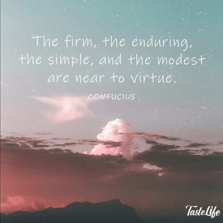 The firm, the enduring, the simple, and the modest are near to virtue. – confucius
