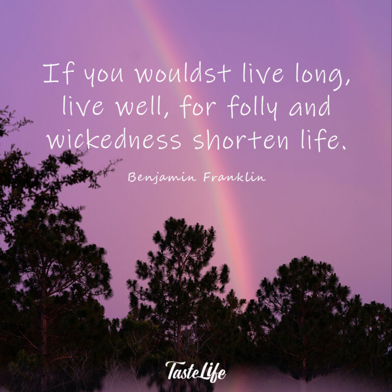 If you wouldst live long, live well, for folly and wickedness shorten life. – Benjamin Franklin