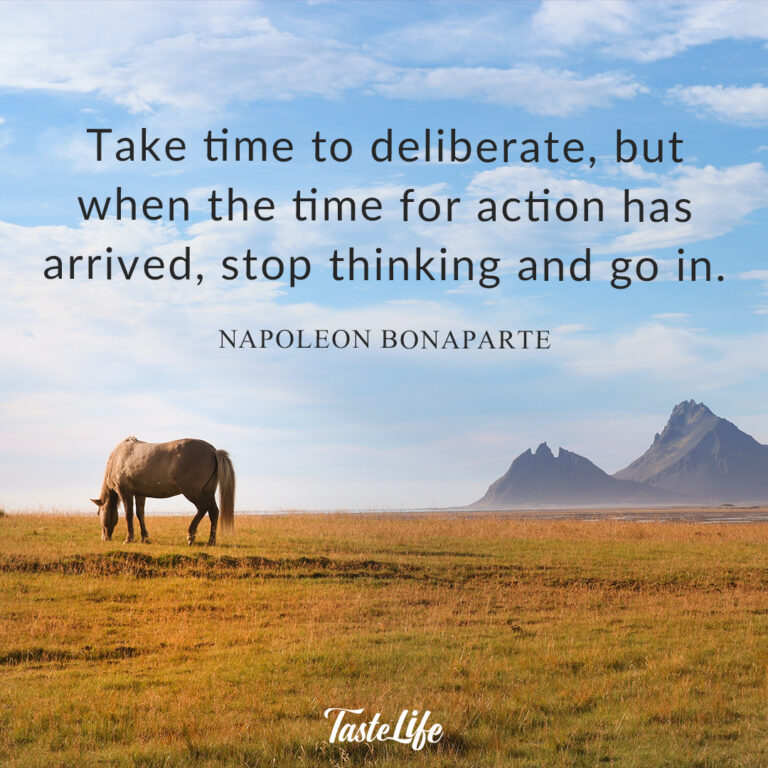Take time to deliberate, but when the time for action has arrived, stop thinking and go in. – Napoleon Bonaparte