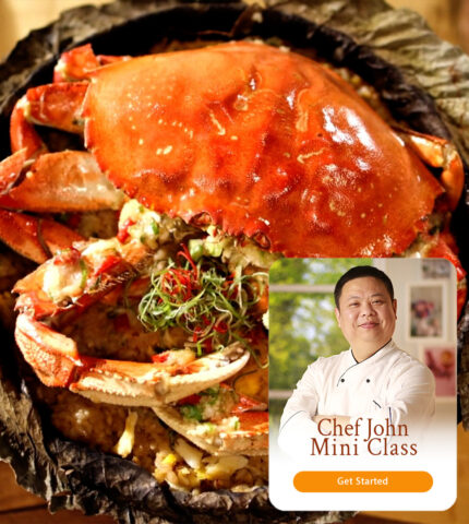 Cantonese-Style Crab Fried Rice on Lotus Leaf